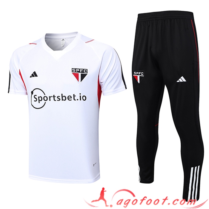 Ensemble Training T-Shirts + Pantalon Sao Paulo FC Blanc 2023/2024
