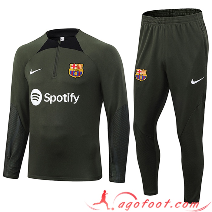 Ensemble Survetement de Foot FC Barcelone Vert 2023/2024