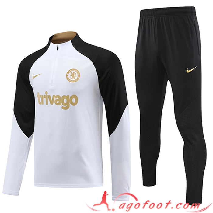 Ensemble Survetement de Foot FC Chelsea Blanc 2023/2024
