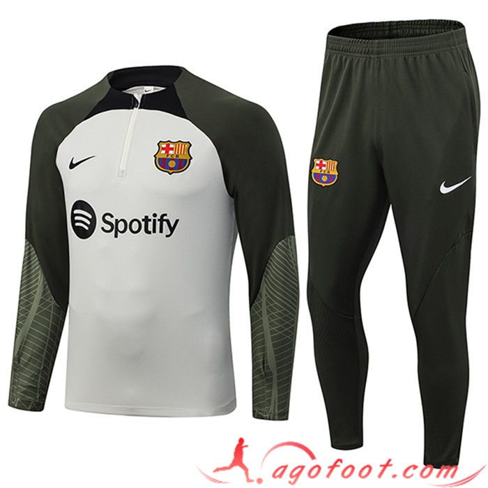 Ensemble Survetement de Foot FC Barcelone Gris Clair 2023/2024
