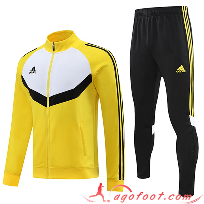Ensemble Survetement de Foot - Veste Adidas Blanc/Jaune 2023/2024
