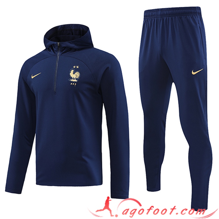 Ensemble Survetement Veste A Capuche France Bleu Marine 2023/2024