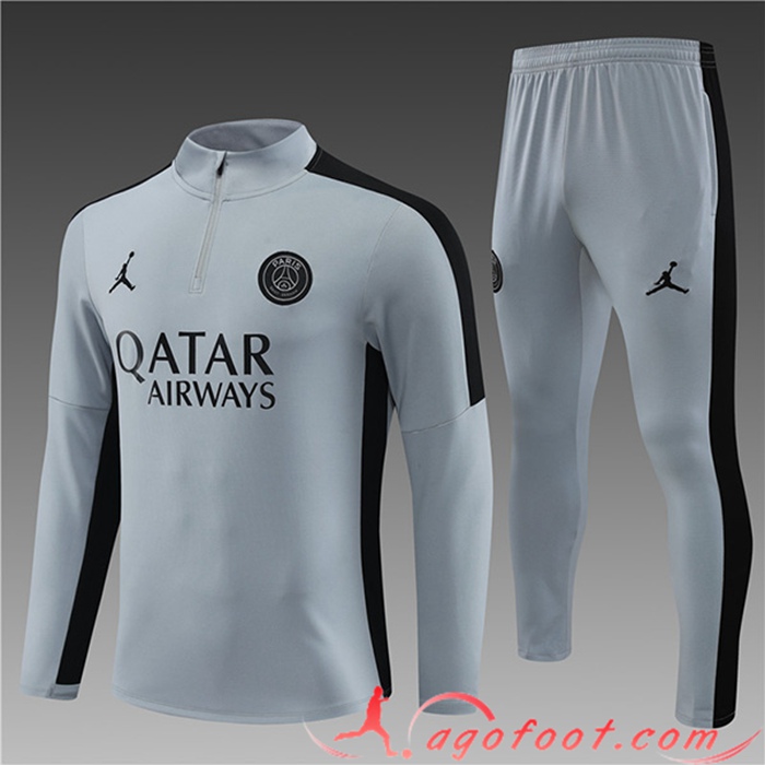 Ensemble Survetement de Foot Jordan PSG Enfant Gris 2023/2024