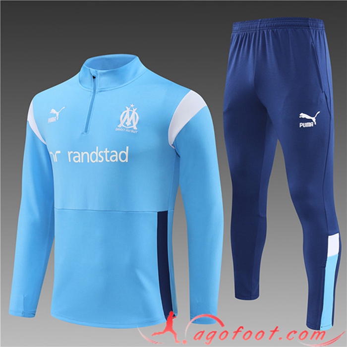 Ensemble Survetement de Foot Marseille Enfant Bleu Clair 2023/2024