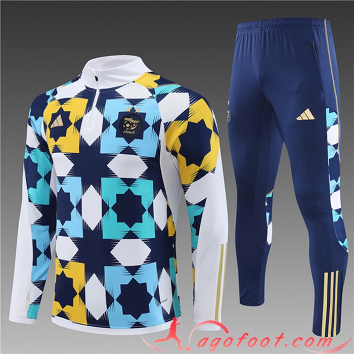 Ensemble Survetement de Foot Algeria Enfant Blanc/Bleu/Jaune 2023/2024