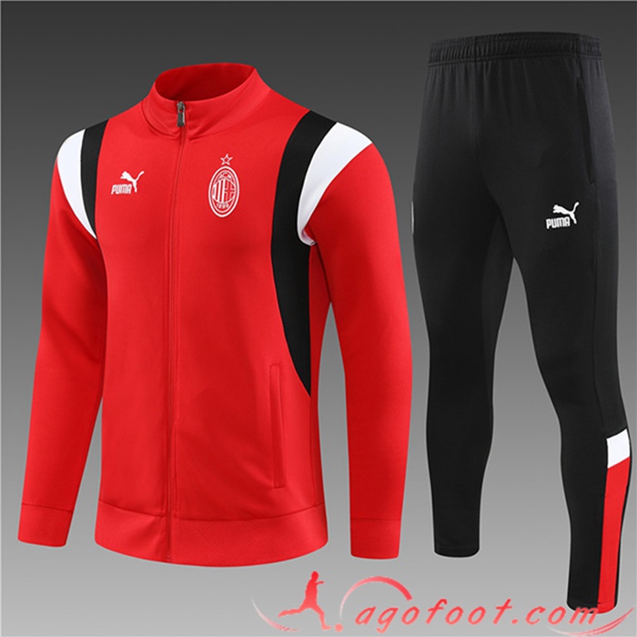 Ensemble Survetement de Foot - Veste Milan AC Enfant Rouge 2023/2024