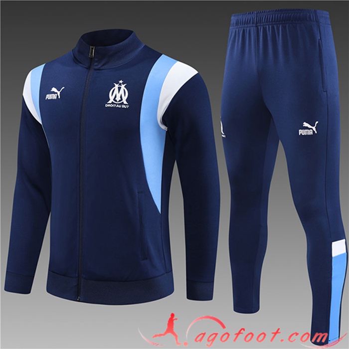 Ensemble Survetement de Foot - Veste Marseille Enfant Bleu Marine 2023/2024