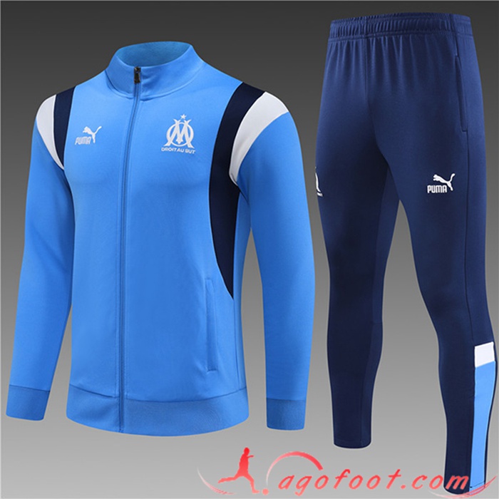 Ensemble Survetement de Foot - Veste Marseille Enfant Bleu Clair 2023/2024