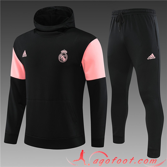Ensemble Veste A Capuche Survetement de Foot Real Madrid Enfant Noir 2023/2024