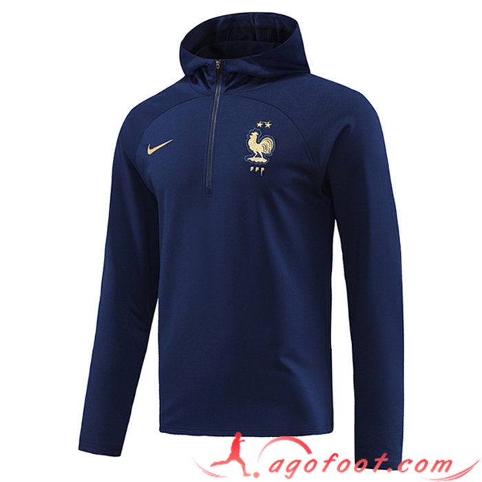 Sweatshirt Training Capuche France Bleu Marine 2023/2024