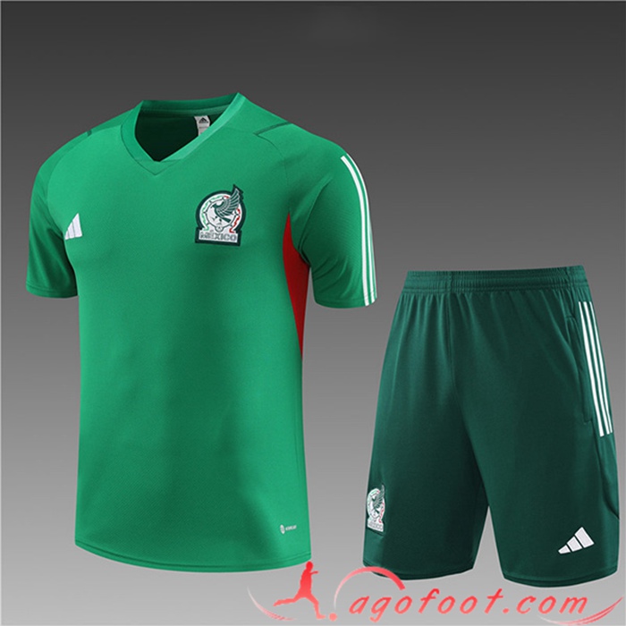 Ensemble Training T-Shirts + Shorts Mexique Enfant Vert 2023/2024
