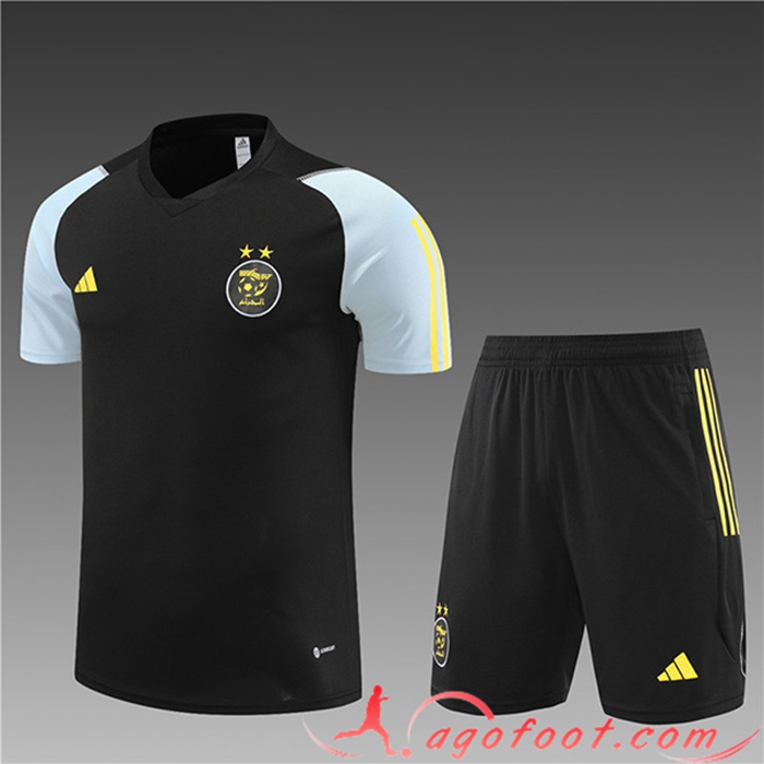 Ensemble Training T-Shirts + Shorts Algérie Enfant Noir 2023/2024