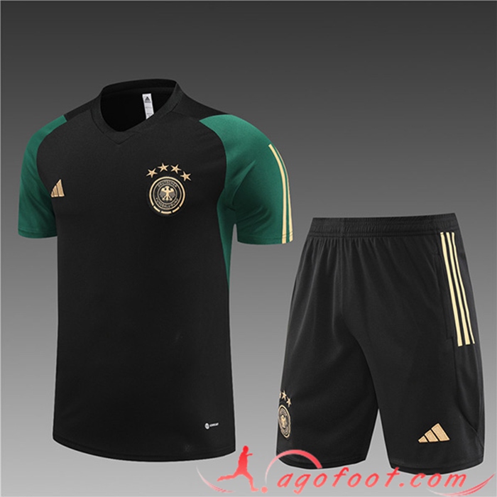 Ensemble Training T-Shirts + Shorts Allemagne Enfant Noir 2023/2024