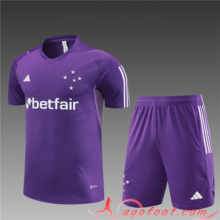 Ensemble Training T-Shirts + Shorts Cruzeiro Enfant Pourpre 2023/2024