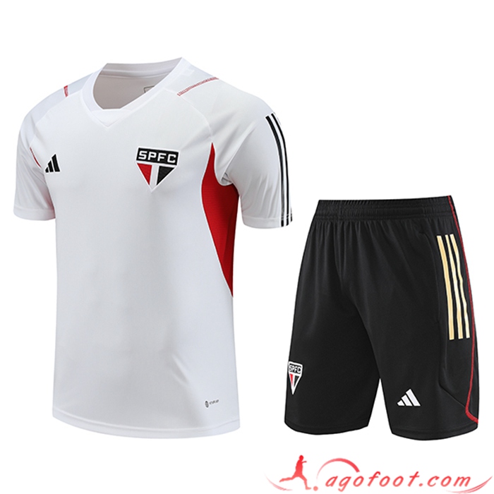 Ensemble Training T-Shirts + Shorts Sao Paulo FC Blanc 2023/2024 -02