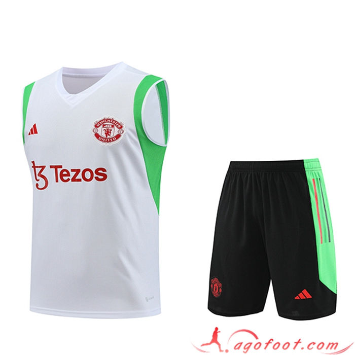 Ensemble Training Debardeur + Shorts Manchester United Blanc 2023/2024