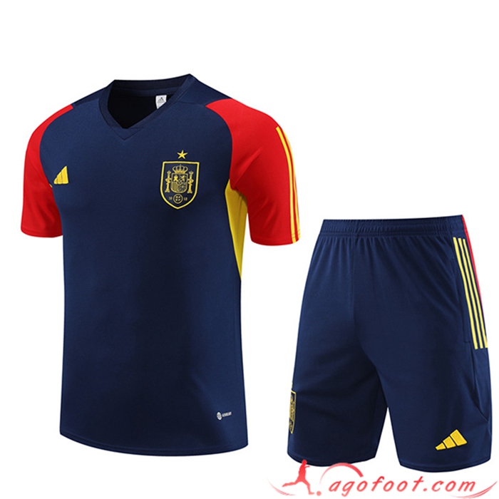 Ensemble Training T-Shirts + Shorts Espagne Bleu Marine 2023/2024