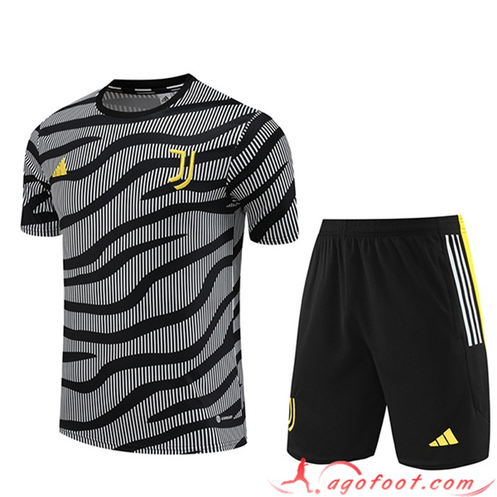 Ensemble Training T-Shirts + Shorts Juventus Noir/Blanc 2023/2024