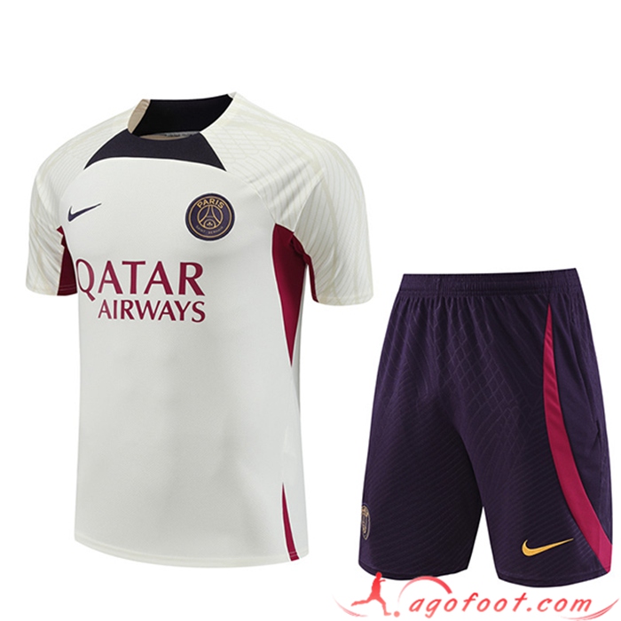 Ensemble Training T-Shirts + Shorts PSG Blanc 2023/2024 -02