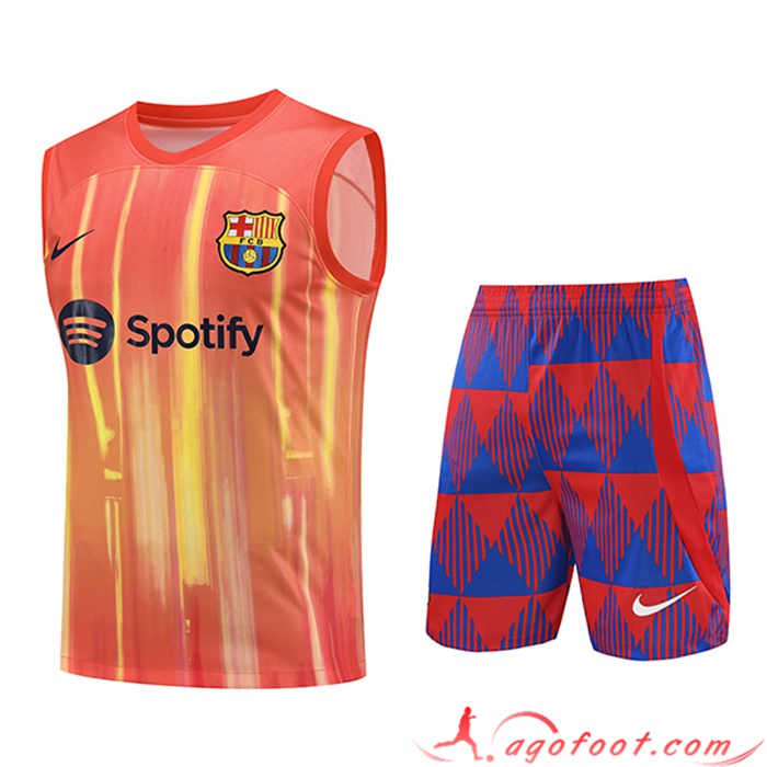 Ensemble Training Debardeur + Shorts FC Barcelone Orange 2023/2024