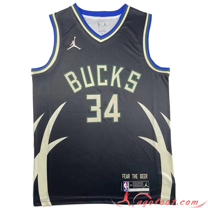 Maillot Milwaukee Bucks (ANTETOKOUNMPO #34) 2023/24 Noir