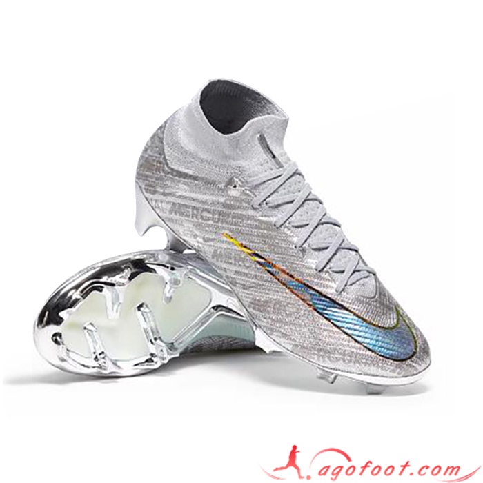 Nike Chaussures de Foot Air Zoom Mercurial Superfly IX Elite XXV SE FG Argent