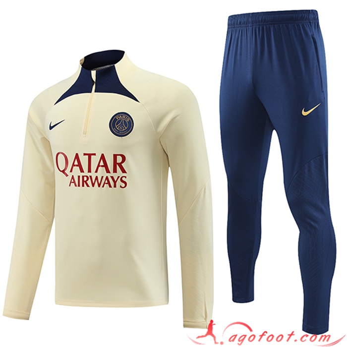 Ensemble Survetement de Foot PSG Jaune 2023/2024