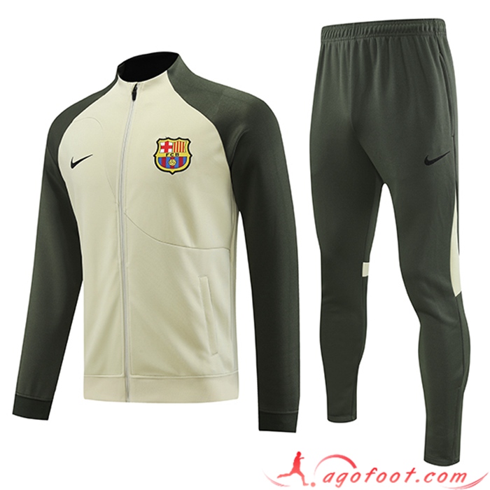 Ensemble Survetement de Foot - Veste FC Barcelone Brune/Vert 2023/2024