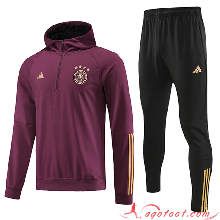 Ensemble Survetement Veste A Capuche Allemagne Rouge 2023/2024
