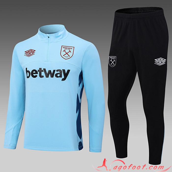 Ensemble Survetement de Foot West Ham Enfant Bleu Clair 2023/2024