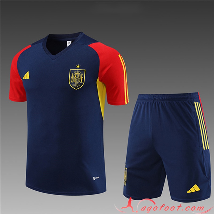 Ensemble Training T-Shirts + Shorts Espagne Enfant Bleu Marine 2023/2024