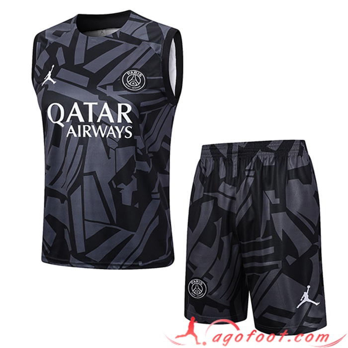 Ensemble Training Debardeur + Shorts Jordan PSG Noir/Gris 2023/2024
