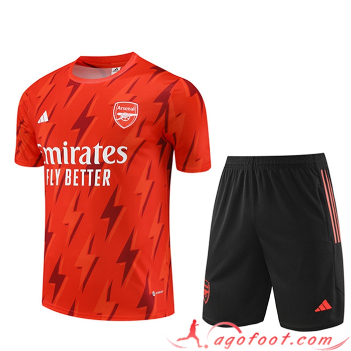 Ensemble Training T-Shirts + Shorts Arsenal Orange 2023/2024