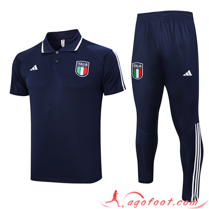 Ensemble Polo Foot Italie Bleu Marine 2023/2024 -02