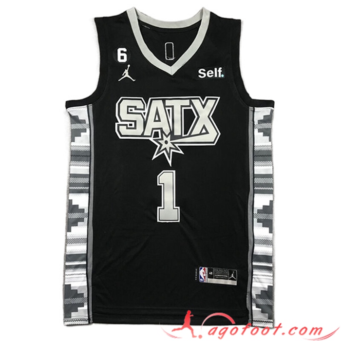 Maillot San Antonio Spurs (WEMBANYAMA #1) 2023/24 Noir -02