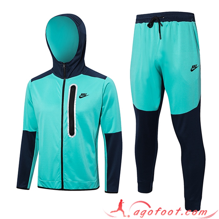 Ensemble Survetement Veste A Capuche Coupe-Vent Nike Vert 2023/2024
