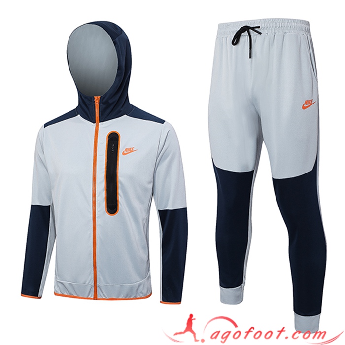 Ensemble Survetement Veste A Capuche Coupe-Vent Nike Gris 2023/2024