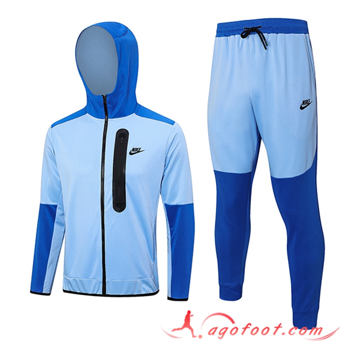 Ensemble Survetement Veste A Capuche Coupe-Vent Nike Bleu Clair 2023/2024