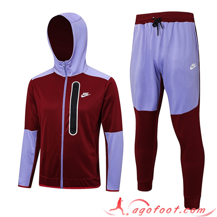 Ensemble Survetement Veste A Capuche Coupe-Vent Nike Rouge/Pourpre 2023/2024