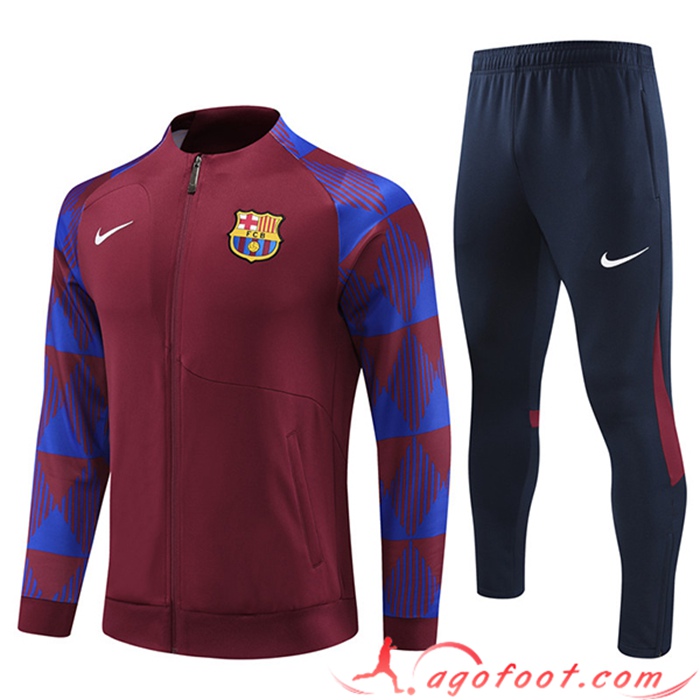 Ensemble Survetement de Foot - Veste FC Barcelone Rouge 2023/2024 -02