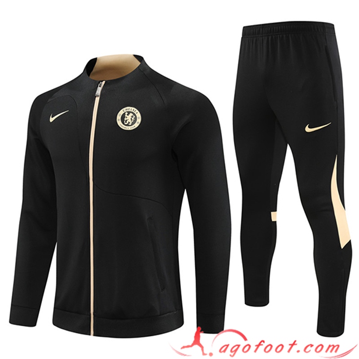 Ensemble Survetement de Foot - Veste FC Chelsea Noir 2023/2024