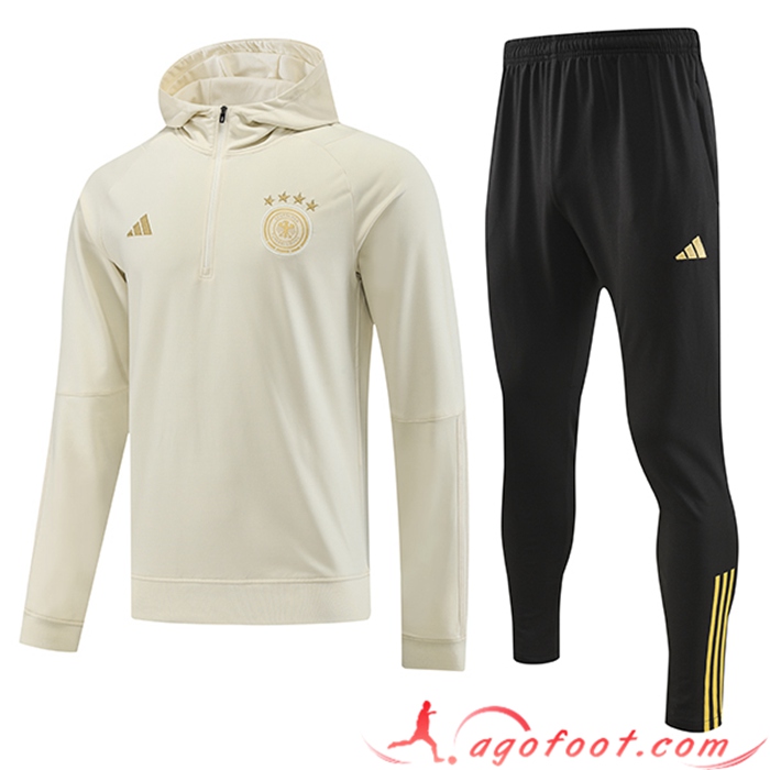 Ensemble Survetement Veste A Capuche Allemagne Blanc 2023/2024
