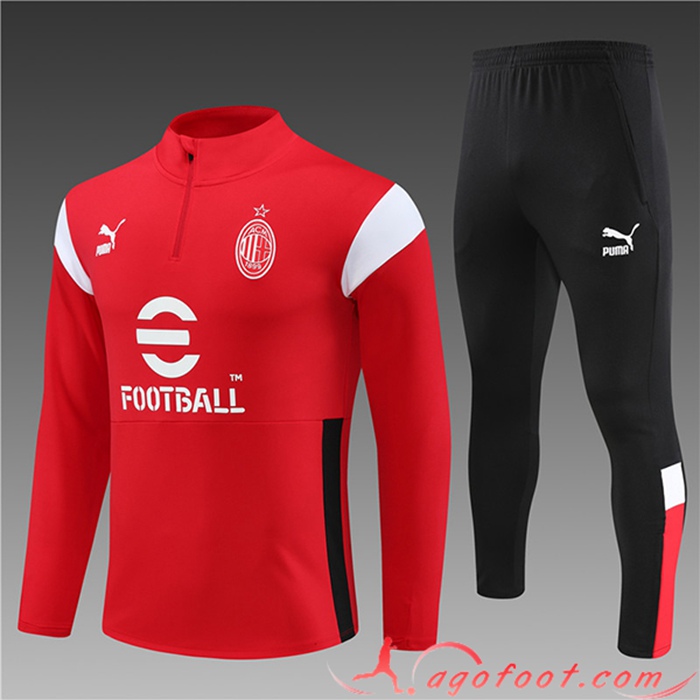 Ensemble Survetement de Foot Milan AC Enfant Rouge 2023/2024
