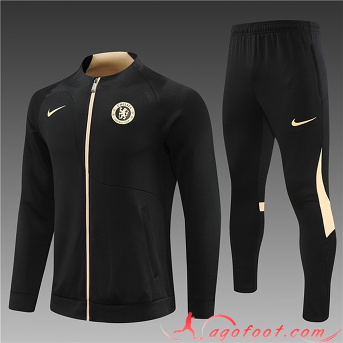 Ensemble Survetement de Foot - Veste FC Chelsea Enfant Noir 2023/2024