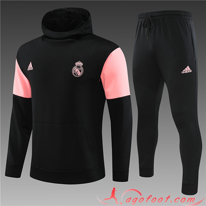 Ensemble Veste A Capuche Survetement de Foot Real Madrid Enfant Noir 2023/2024 -02