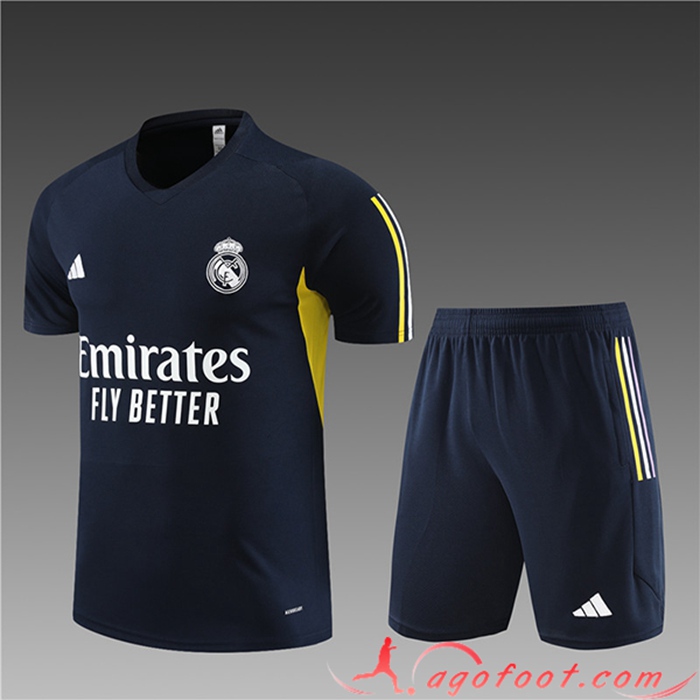 Ensemble Training T-Shirts + Shorts Real Madrid Enfant Bleu Marine 2023/2024