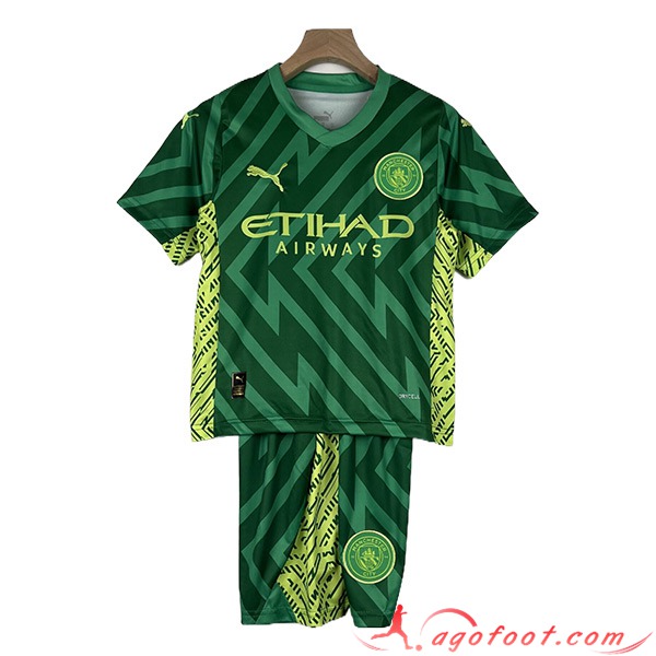 Maillot de Foot Manchester City Enfant Gardien de But Vert 2023/2024