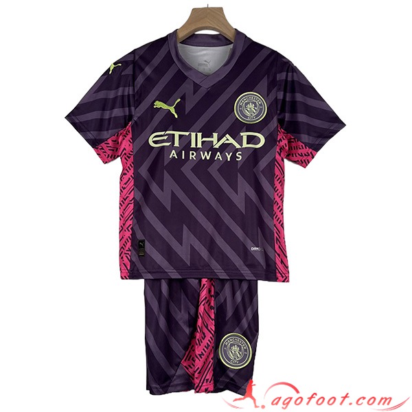 Maillot de Foot Manchester City Enfant Gardien de But Pourpre 2023/2024
