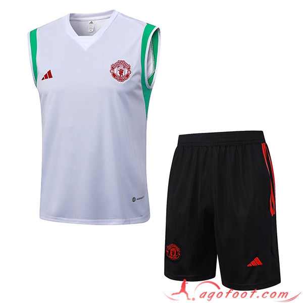 Ensemble Training Debardeur + Shorts Manchester United Blanc 2023/2024 -03