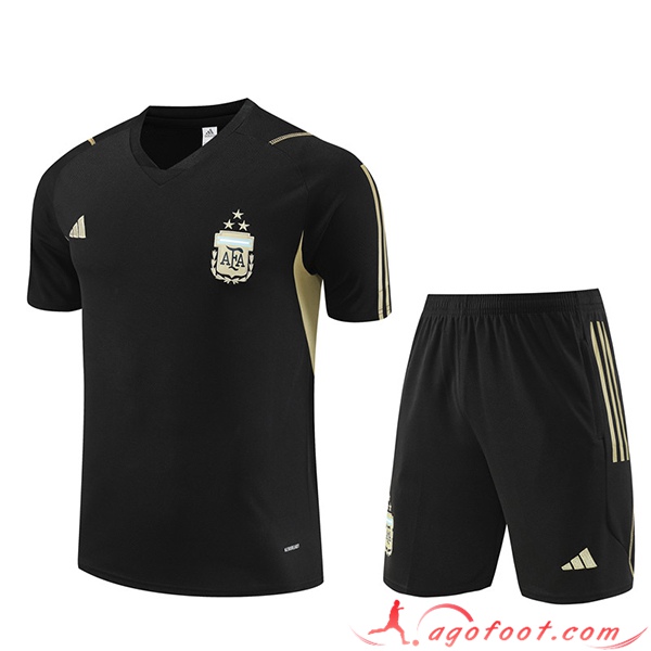 Ensemble Training T-Shirts + Shorts Argentin Noir 2023/2024